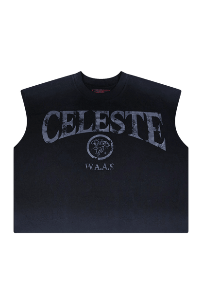 STELLAR BLACK/ DARK GREY CROPPED TANK - CELESTE SPORTSSS