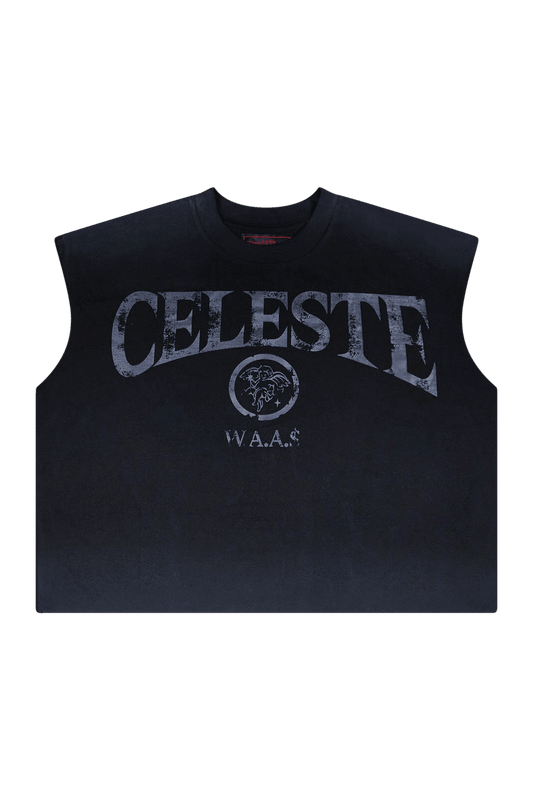 STELLAR BLACK/ DARK GREY CROPPED TANK - CELESTE SPORTSSS
