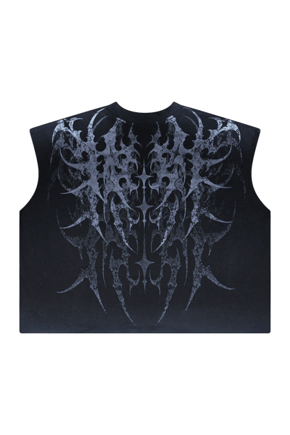 STELLAR BLACK/ DARK GREY CROPPED TANK - CELESTE SPORTSSS