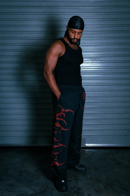 STELLAR BLACK/RED SWEATPANTS - CELESTE SPORTSSS