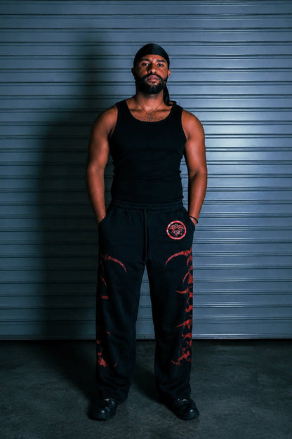 STELLAR BLACK/RED SWEATPANTS - CELESTE SPORTSSS