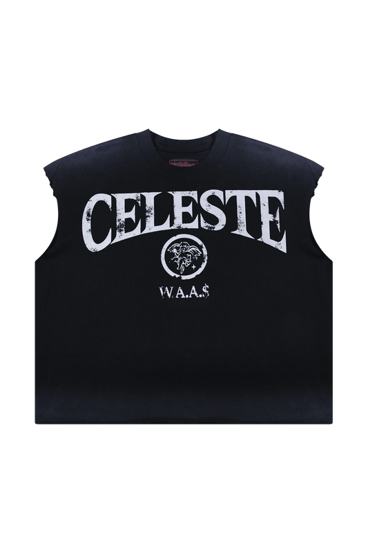 STELLAR BLACK/WHITE CROPPED TANK - CELESTE SPORTSSS